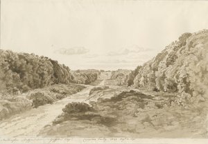 Chillington Hall: sepia-tegning, 1820 av Cornelius Varley