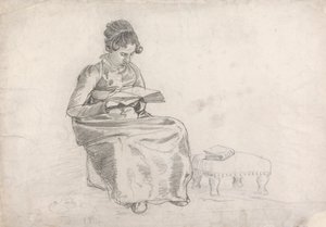 Jente som leser en bok av Cornelius Varley