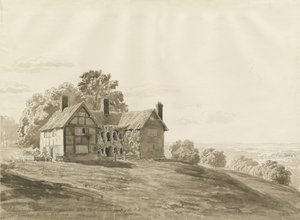 Patshull Park - Lodge: sepia vasketegning, august 1820