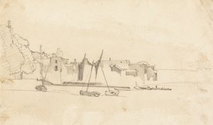 Småbåter i havnen av Cornelius Varley