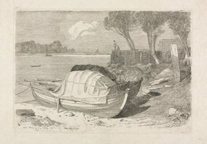 To strandede fiskebåter av Cornelius Varley