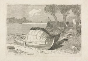 To strandede fiskebåter, 1809. av Cornelius Varley
