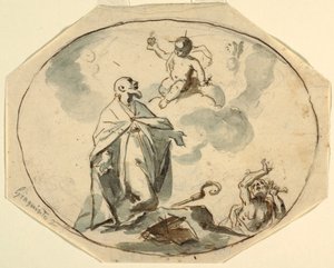 Biskop Saint tilbeder Kristusbarn av Corrado Giaquinto