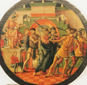 Altertavle av St Maurelio, scenefordømmelse av St Mauritius, ca 1480, av Cosme
