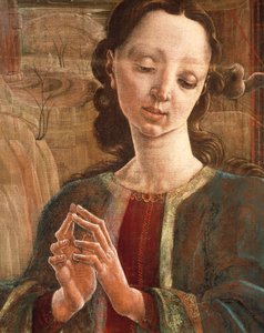 Bebudelse, orgel-skodder tre i katedralen i Ferrara av Cosimo Tura