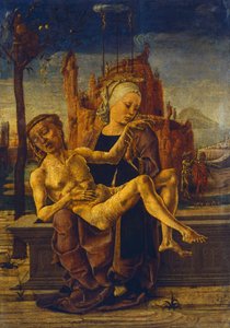 Pieta av Cosme Tura (ca 1430 - 1495), olje på tre, 48x33 cm, ca 1460