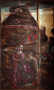 St George and the Dragon, detalj av prinsessen - olje på panel