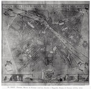 Plan for byen Firenze, 1783 av Cosimo Zocchi