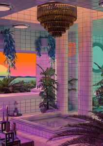 Vaporwave-solnedgang ved bassenget av CosmoZach