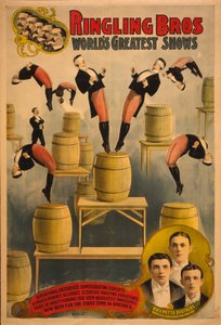 Ringling Bros, verdens største show Raschetta-brødre, fantastiske saltovoltere, ca. 1900 av Courier Company Lith.