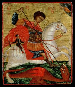 Ikon for St. George og dragen (bladgull og tempera på panel)