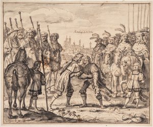 Christian I møter prins Maximilian ved Rothenburg ob der Tauber i 1474 av Crispijn de Passe