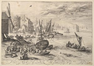Havnescene. av Crispijn de Passe I