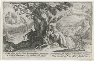 Clymene og Phaëthon Metamorfosen van Ovidius (serietittel) av Crispijn van de Passe (I)