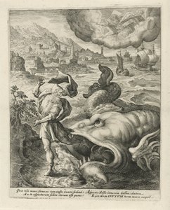 Fisken spyttet Jona ut på landet History of Jonah (serietittel) av Crispijn van de Passe (I)
