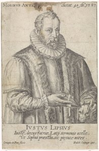 Portrett av Justus Lipsius Moribvs Antiqvis (tittel på objekt) av Crispijn van de Passe (I)