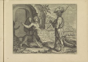 Gesprek mellom en sfinx og en herder De virkelige portrettene av noen av kristendommens største damer forkledd som gjeterinner. (serietittel) av Crispijn van de Passe (II)
