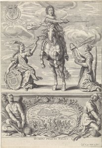 Portrett av Gaston Jean-Baptiste av Orléans, til hest Domino Fratri Regis. (tittel på objekt) av Crispijn van de Passe (II)