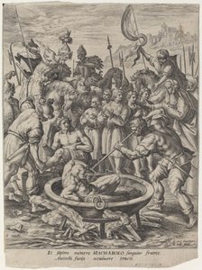 De syv makkabeiske brødre drept av Antiokus av Crispijn van de Passe I after Maarten de Vos