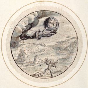Hånd med Celestial Sphere, tidlig på 1600-tallet (penn og brunt blekk med grå og brune vasker og hvit kroppsfarge)