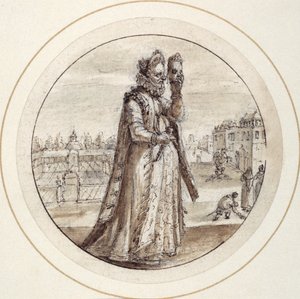 Helena med maske, tidlig på 1600-tallet (penn og brunt blekk med brun vask)