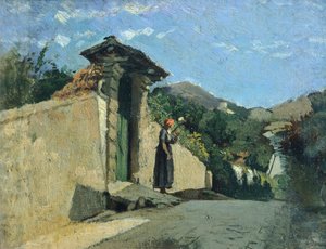 Studie av landskap, ca 1860, av Cristiano Banti (1824-1904), olje på lerret om bord av Cristiano Banti