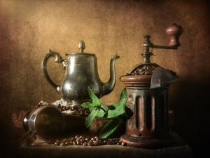 Kaffekvern-tekanne i rustikk stil av Cristiano Giani