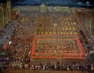 Central Square of Mexico City, 1695 av Cristobal de Villalpando