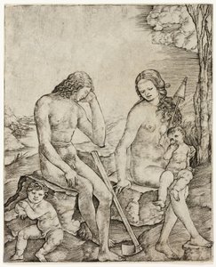 Adam og Eva med spedbarn Kain og Abel