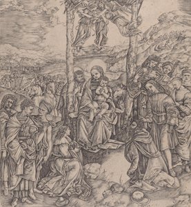 Tilbedelse av vismennene, 1500-10. av Cristofano di Michele Martini