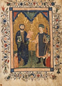 Evangelisten Markus og Sinibaldus æret av medlemmer av en lekmann..., ca. 1425-34.