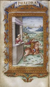Phaedra ser på Hippolytus illustrasjon for The Heroides av Ovid, 1485-1499