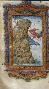 Sappho kaster seg i havet Illustrasjon for The Heroides av Ovid, 1485-1499