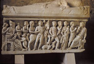 Hippolytus og Phaedra, detalj fra siden av en sarkofag