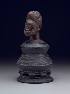 Salvekrukke med deksel av figur, tidlig til midten av 1900-tallet (tre) av Culture Baule
