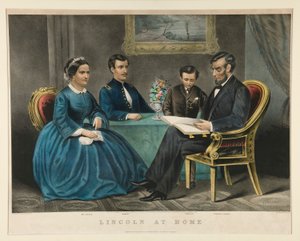 Lincoln hjemme av Currier and Ives
