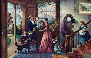 Styrkens sesong, middelalder, 1868. av Currier and Ives