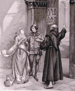 Gå inn Friar Laurence og Romeo, illustrasjon fra Romeo og Julie, av Curtazzo Curtazzo