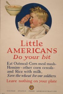 Små amerikanere, gjør din del. Spar hveten til soldatene våre - La ingenting ligge på tallerkenen din av Cushman Parker