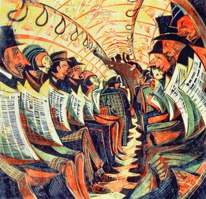 The Tube Train, ca. 1934 (linosnitt)