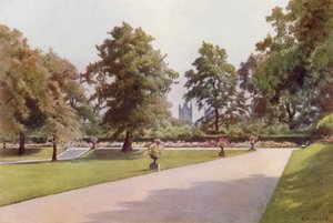 Ser mot Westminster, Marlborough House Garden (farge litho) av Cyril Ward