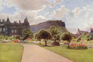 The North Garden, Holyrood Palace (farge litho) av Cyril Ward