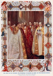 Erkebiskopene av Canterbury og York, og andre fremtredende prelater (farge litho) av Cyrus (after) Cuneo