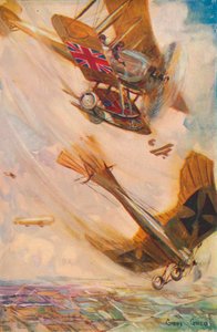 Et britisk biplan bringer ned en tysk Taube, c1916 1928 av Cyrus Cuneo