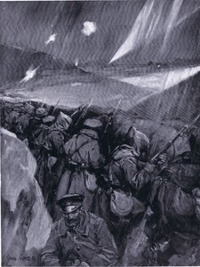 Bulgarere som beleirer Adrianopel (1912-1913) Balkankrigen, fra Hutchinsons History of the Nations (bind 4) utgitt av Hutchinson, ca. 1920 (litho)