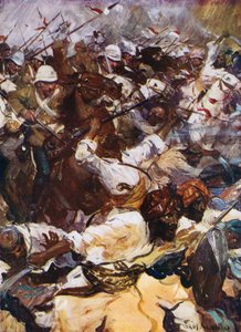 Charge of the Lancers at Kandahar (farge litho) av Cyrus Cuneo