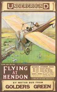 "Flying at Hendon", en reklameplakat, 1914
