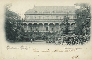Postkort som viser Milohradek Belvedere av Czech Photographer