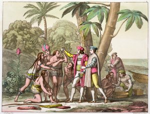 Christopher Columbus med indianere, 1492-1503 c1820-1839 av DK Bonatti