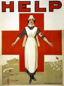 Kampanjeplakat for Australian Røde Kors Help, pub. 1914-18